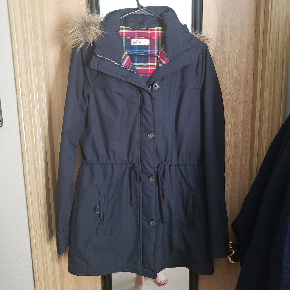 Navy blue, flannel lined Hollister Parka